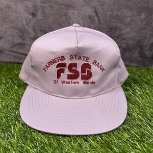 Vintage Farmers State Bank Hat Western Illinois Snapback Cap Gray Adult Mens
